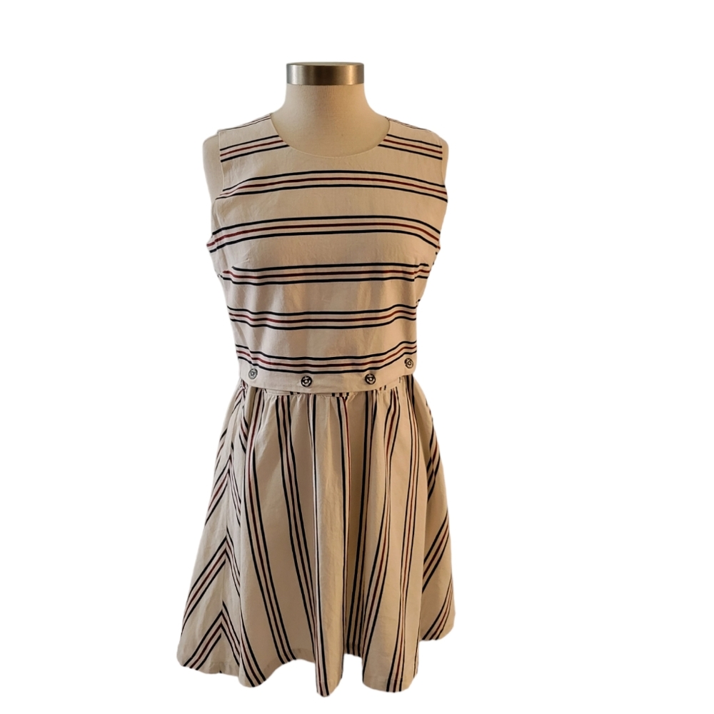 Mo : Vint Linen Nautical Dress Sz Large